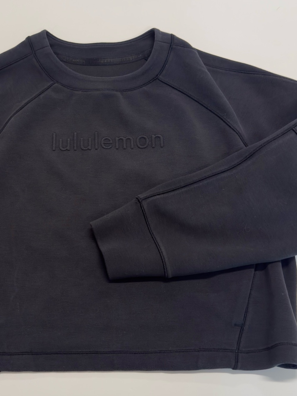 Lululemon Scuba Oversized Pullover Wordmark Black Crewneck XS/S (6)
